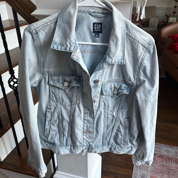 GAP Jackets & Blazers - Gap Light Washed distressed, jean jacket large
